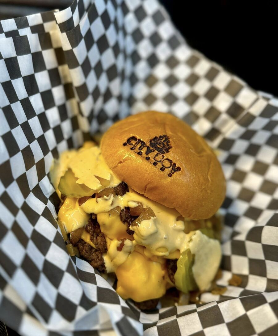 A City Boy smash burger with melted cheese